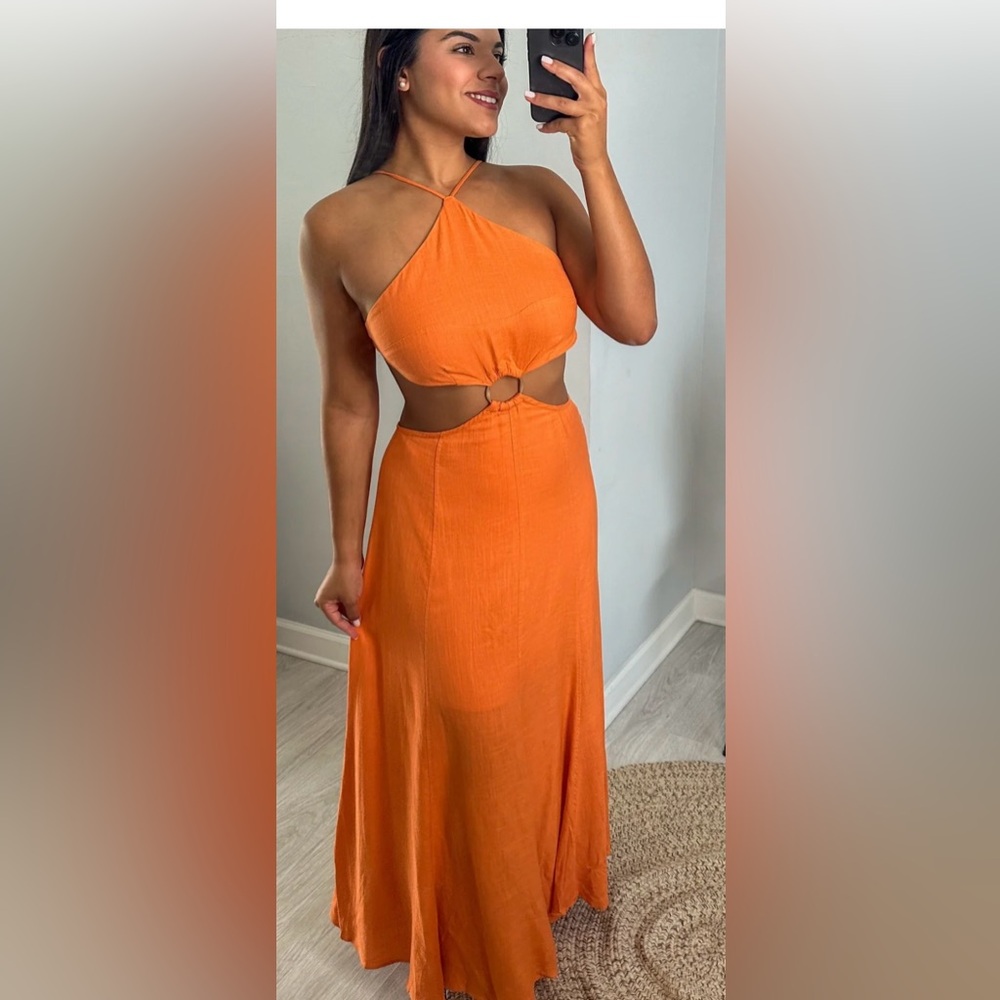 🔥🔥🔥🔥🔥 Orange Cutout Maxi Dress - Picture 2 of 16